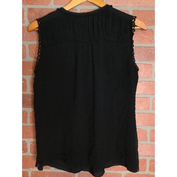 Tory Burch Women Sheer Lined Silk Beaded Sleeveless Blouse Top Black Size 10 - Picture 2 of 6